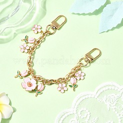 Цепи из цинкового сплава с подвеской в виде розового цветка и декоративными цепочками AJEW-BA00163