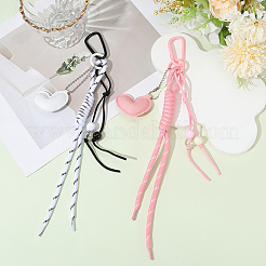 2 шт. 2-х цветные подвесные украшения из искусственной кожи и полиэфирной веревки в форме сердца&nbsp;HJEW-GF0001-62