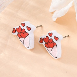 Деревянные серьги-гвоздики EJEW-M063-01D