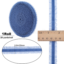 20 ярд полиэфирной бархатной эластичной кружевной отделки с отделкой из плиссированной органзы&nbsp;OCOR-WH0087-06A