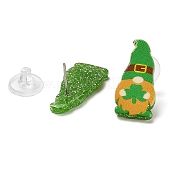 Серьги-гвоздики из акрила и нержавеющей стали 304 на тему Дня Святого Патрика для женщин и мужчин&nbsp;LS-EJEW-H112-01E