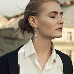 2 пара длинных висячих серег в форме рыбьей кости из сплава в двух стилях для женщин EJEW-AN0002-53