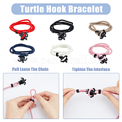 6шт. набор браслетов из двухцветного полиэфирного шнура с двумя петлями и застежками из сплава в виде черепахи BJEW-FI0001-25