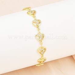 Латунные браслеты-цепочки с микропаве из прозрачных кубических цирконий для женщин BJEW-A090-09B-G