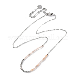 Ожерелья из граненых круглых бусин из натурального солнечного камня NJEW-A045-05P