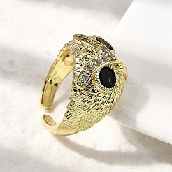 Регулируемые манжеты-кольца из латуни с микропаве из кубического циркония для женщин&nbsp;RJEW-L130-006G