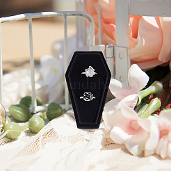 Бархатные коробки для колец на палец в форме гроба на тему Хэллоуина&nbsp;VBOX-WH0015-01A