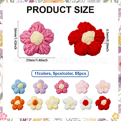 55шт 11 цвета крючком цветочные аппликации&nbsp;FIND-ME0002-37