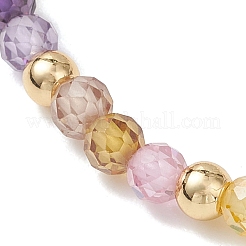 Эластичные браслеты из круглых бусин с кубическим цирконием и перламутровыми жемчужинами для женщин.&nbsp;BJEW-JB13280-01