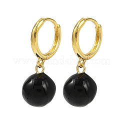 Круглые латунные эмалевые серьги-кольца EJEW-U059-05G