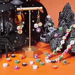 200 шт. бусины из полимерной глины ручной работы на тему Хэллоуина/Рождества CLAY-SC0001-44