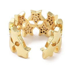 Покрытие стойки латунь паве прозрачный кубический цирконий открытые манжеты кольца&nbsp;RJEW-M172-07G