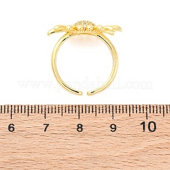 Латунные кольца-манжеты с микропаве и прозрачным цирконием для женщин RJEW-U047-28G