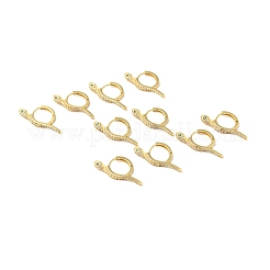 Серьги-кольца со змеей из зеленого кубического циркония EJEW-G312-07G