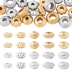 20 шт. 10 стиля рифленых бусин из нержавеющей стали 304 STAS-TA0003-14