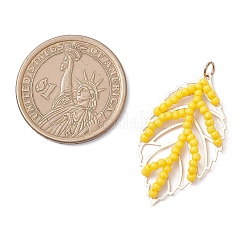 Подвески из стеклянных бусин ручной работы в форме листьев&nbsp;PALLOY-MZ00935-03