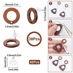 30 шт. серьга-гвоздик из орехового дерева&nbsp;FIND-SC0003-92