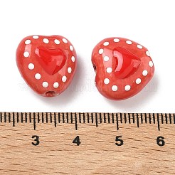 Фарфоровые эмалированные бусины ручной работы с узором в виде сердечек&nbsp;PORC-G016-03J