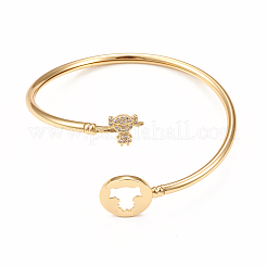 Браслеты из латуни с микропаве из кубического циркония&nbsp;BJEW-E071-17G-02