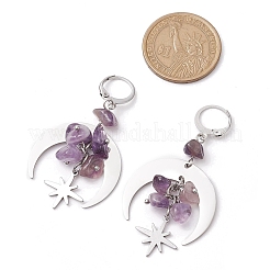 Серьги с застежкой-молнией из натурального смешанного камня EJEW-JE06200