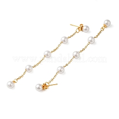 Серьги-гвоздики из нержавеющей стали 304 с пластиковым жемчугом&nbsp;EJEW-Q386-02B-G