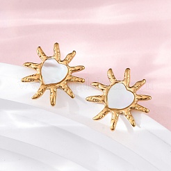 Серьги-гвоздики из натуральной белой ракушки из нержавеющей стали 304 EJEW-Z103-11G