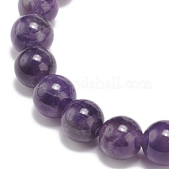 Круглые эластичные браслеты из бисера с натуральным аметистом BJEW-JB09021