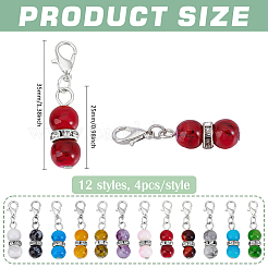 48 шт. 12 стиля железных и круглых стеклянных подвесных украшений&nbsp;HJEW-PH02238