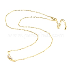 Ожерелье-подвеска из пластика с искусственным жемчугом в форме горошины и латунными цепочками-тросами NJEW-F316-01G