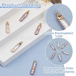 6 шт. подвески из натурального жемчуга Кеши с гальваническим покрытием PEAR-HS0001-12