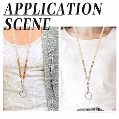 3 шт. 3-х стильный держатель для визитных карточек из натурального розового кварца/цветочного амазонита/красного авантюрина и деревянных бусин HJEW-SC0001-27