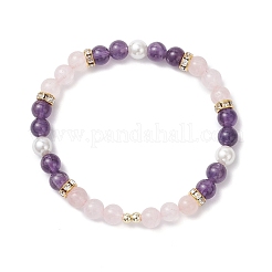 Браслеты из натуральных круглых бусин с аметистом BJEW-JB12229-02