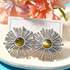 Серьги-гвоздики из нержавеющей стали 304 со стеклянными вставками EJEW-M070-05P