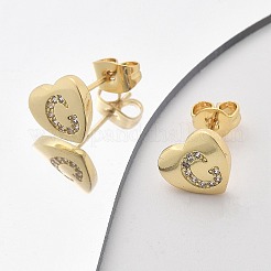 Серьги-гвоздики из латуни с микропаве из прозрачного кубического циркония EJEW-K299-01G-C
