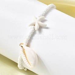 Браслеты с подвесками в форме ракушек и морских звезд BJEW-F520-04G
