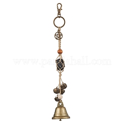 Плетеный нейлоновый мешочек с подвесками из натурального турмалина HJEW-JM02104