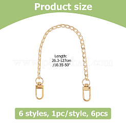 6 шт. 6 стиля алюминиевые цепи для панцирного крепления сумки удлинители цепей&nbsp;HJEW-HS00064