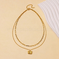 Ожерелья с подвесками-бантиками из нержавеющей стали 304&nbsp;LS-NJEW-L182-001G-07