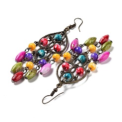 Серьги-подвески из синтетической императорской яшмы в виде паутины/сетки с овальной кисточкой AZ8762-1