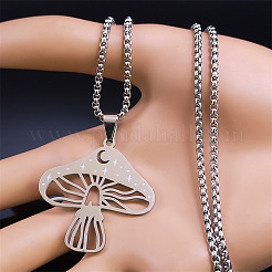 Женское ожерелье с подвеской в виде гриба и звезды из нержавеющей стали 201&nbsp;LS-NJEW-K283-34P