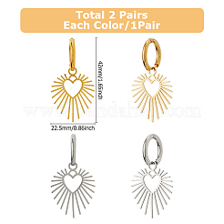 2 пара серег-колец из нержавеющей стали 304 двух цветов&nbsp;EJEW-HS0001-25