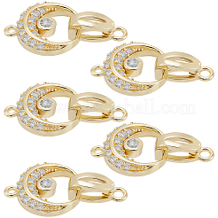 6 шт. латунные застежки с микропаве из прозрачного кубического циркония KK-BBC0021-29