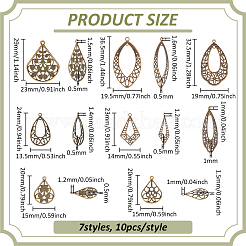 70шт 7 стиля латунные подвески KK-PH0013-45