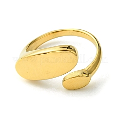 Ионное покрытие (ip) овальное открытое манжетное кольцо из нержавеющей стали 304 RJEW-Z028-01G