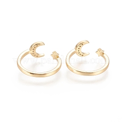 Латунные кольца из манжеты с прозрачным цирконием RJEW-F101-02G