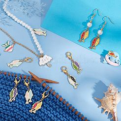 Подвесные маркеры петель с замком из сплава эмали HJEW-PH01881