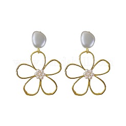 Серьги-гвоздики из пластика с цветочным сплавом и жемчугом FS-WG60BA4-01