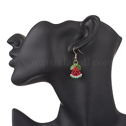 Серьги-подвески из нержавеющей стали 304 со стеклянными подвесками&nbsp;EJEW-MZ00601