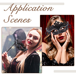 Маскарадные маски из пластика со стразами и литой палочкой-держателем&nbsp;AJEW-WH0270-891A