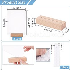 4 шт. пустые акриловые тарелки и 4 шт. прямоугольные держатели для именных карточек из бука&nbsp;AJEW-OC0002-72